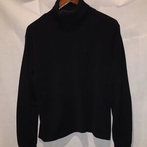Talbots Petites Black Cotton Turtleneck | Size L